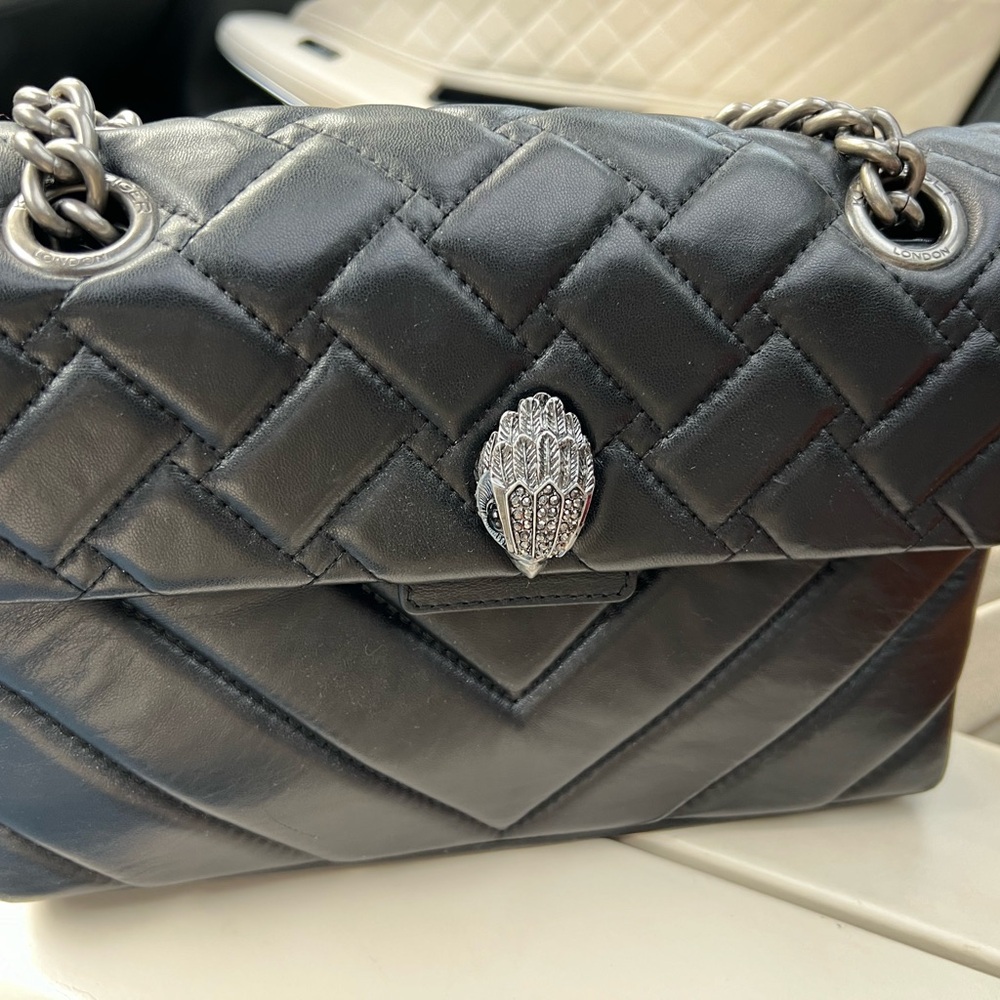 Black Kurt Geiger Shoulder Bag Leather exterior with flap closure